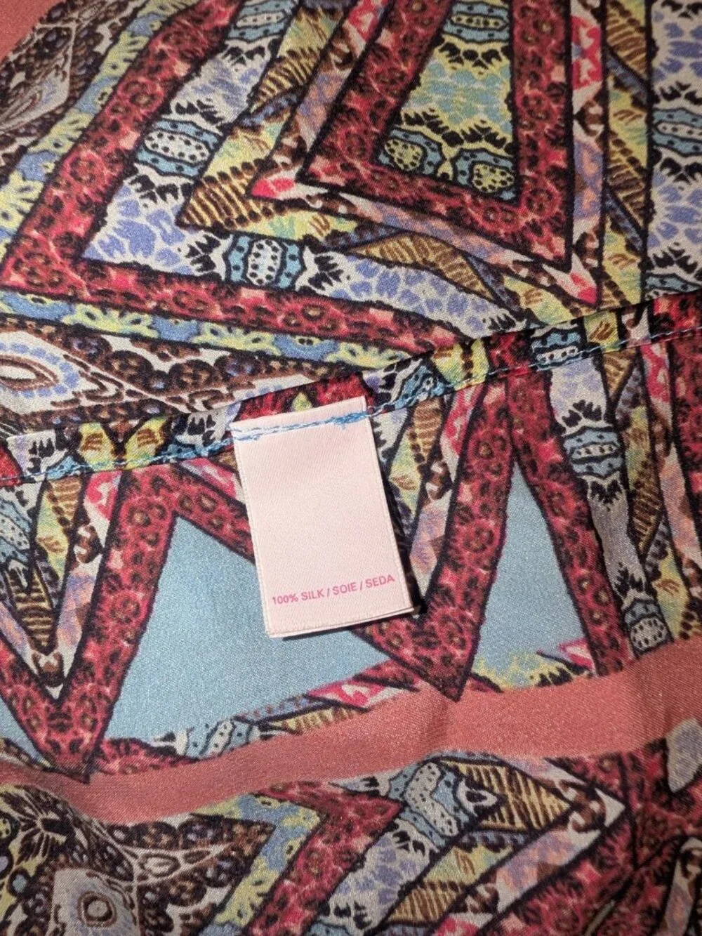 Victoria's Secret 100% Silk Geometric Kaleidoscope Scarf